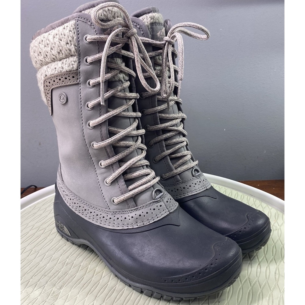 The North Face Shellista II Gray Leather&Faux Fur Lined Snow Winter Boots Sz.7